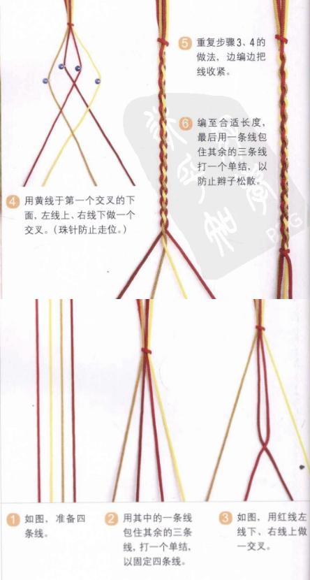 新手入門細繩手鏈編法(史上最全的手繩手鏈基本編法)(31)
